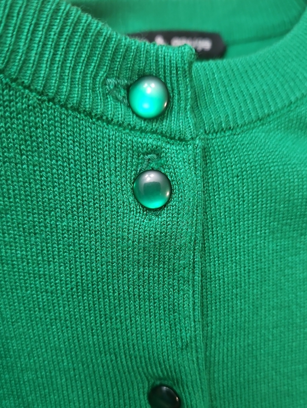 Cable & Gauge Cardigan Sweater Kelly Green Button Front Women's Large - Picture 3 of 11